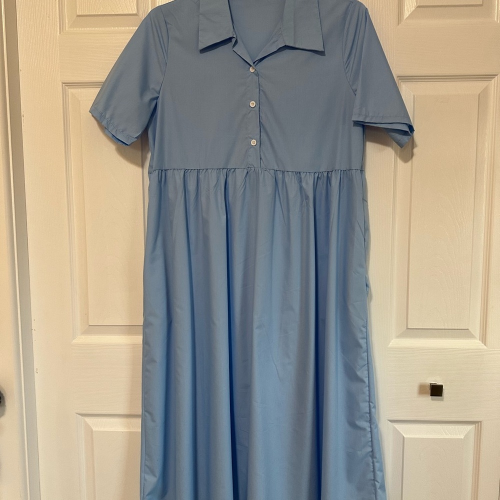 Light Blue Short Sleeve Dress